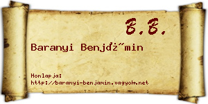 Baranyi Benjámin névjegykártya